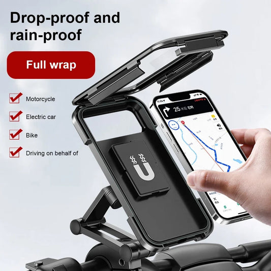 Waterproof Motorcycle Bike Mobile Phone Holder Magnetic Universal Bicycle GPS 360 Degree Swivel Adjustable Motorcycle Cellphone Holder