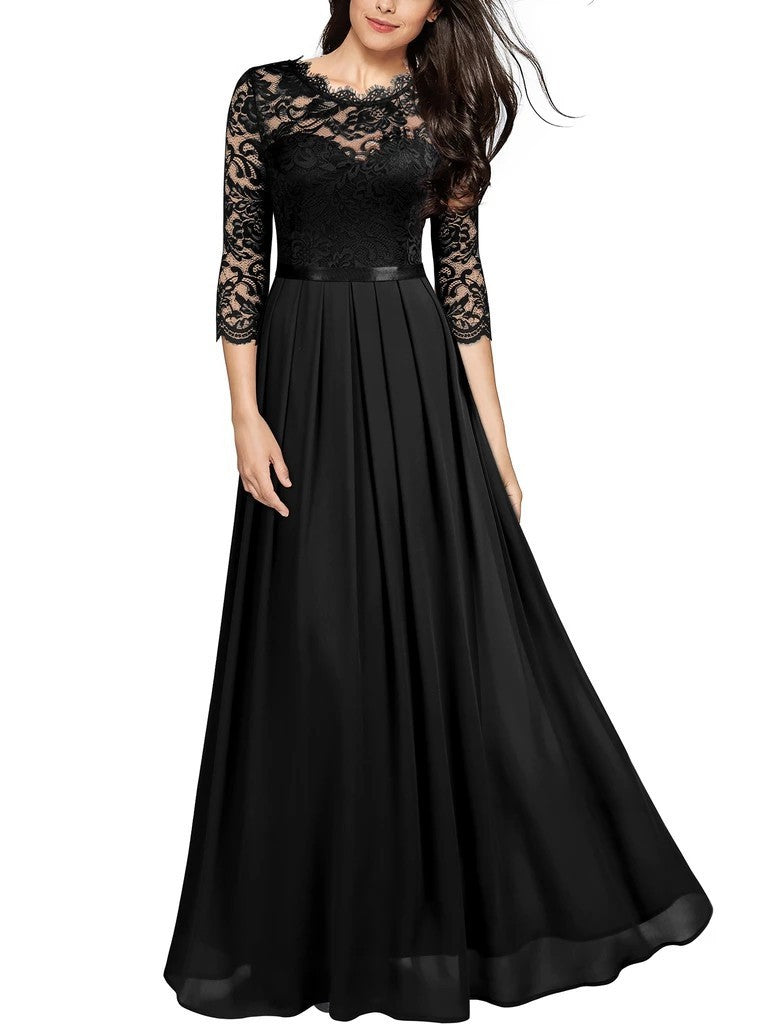 Dress Chiffon Stitching Lace Long Dress Bridesmaid Evening Dress