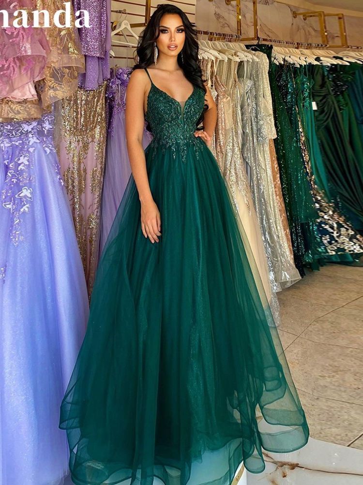 Dark Green Banquet Host Evening Dress