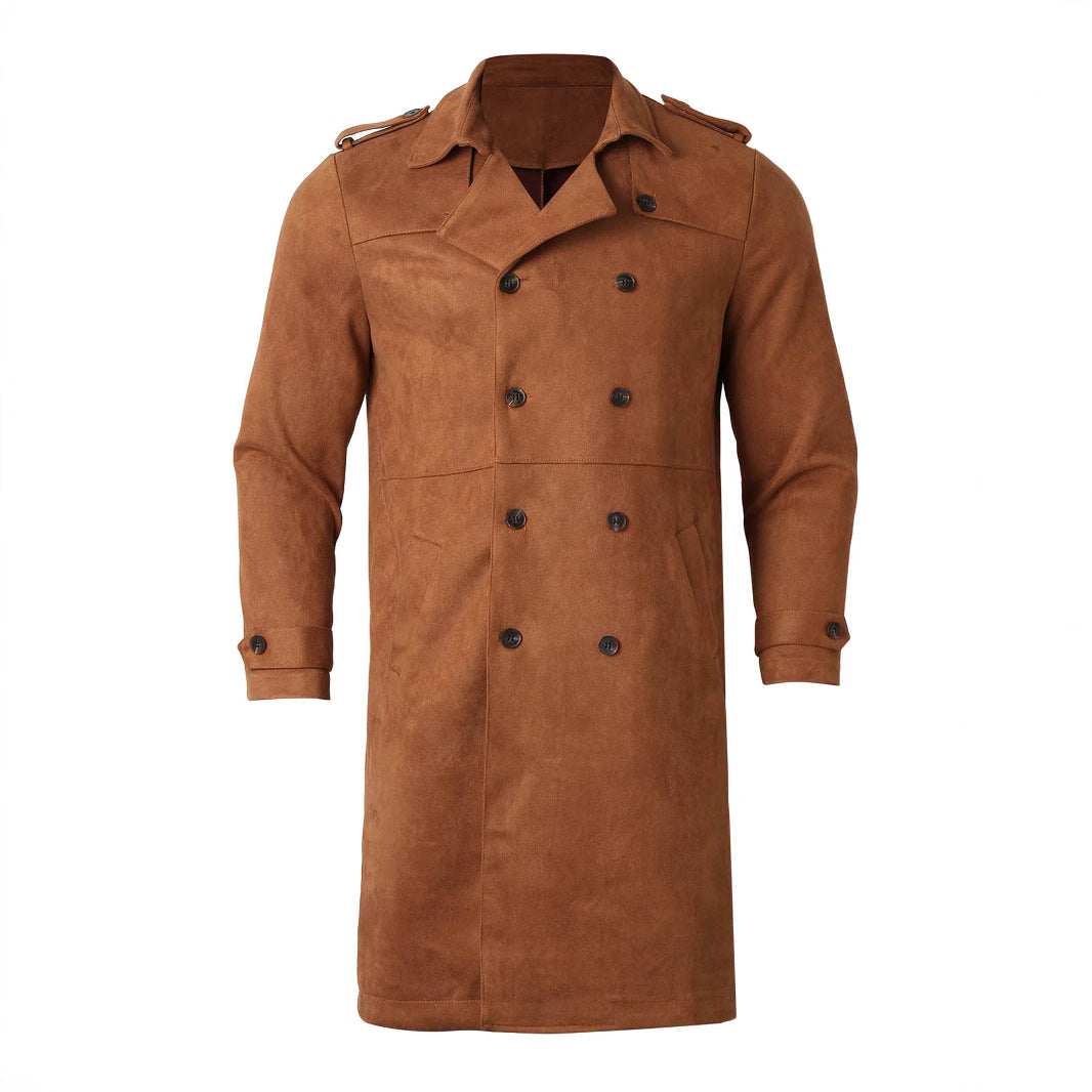 American Retro Suede Coat Men's Mid-length