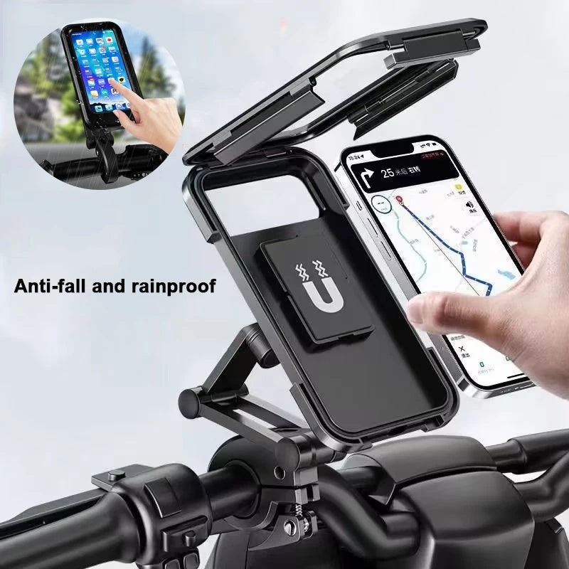 Waterproof Motorcycle Bike Mobile Phone Holder Magnetic Universal Bicycle GPS 360 Degree Swivel Adjustable Motorcycle Cellphone Holder